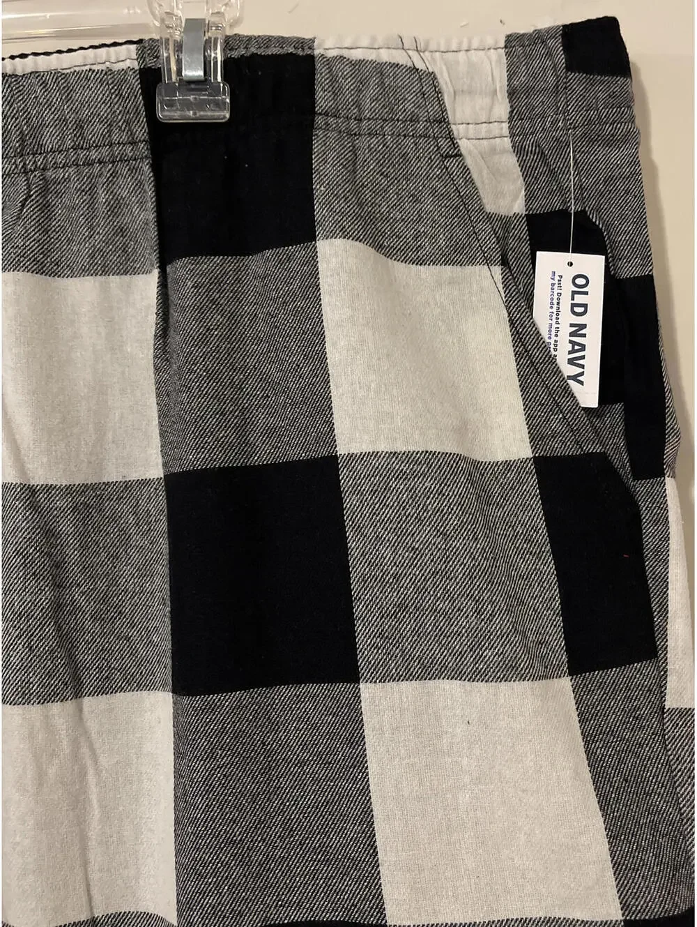Old Navy Mens 4xl White Black Plaid Lounge Cotton PJ Pants w/Pockets NWT! A5510